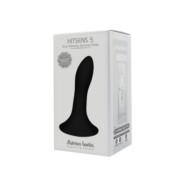 Дилдо с присоской Adrien Lastic Hitsens 5 Black, отлично для страпона, диаметр 2,4см, длина 13см AD24059