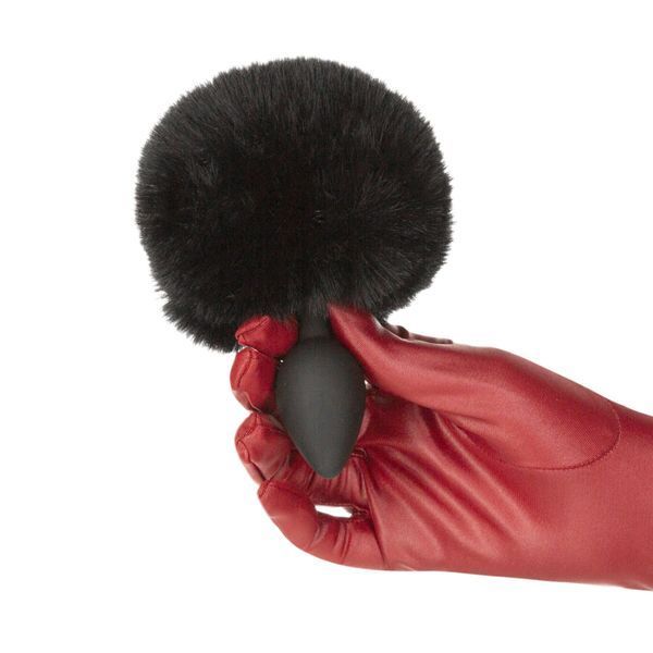 Анальна пробка з хвостом Punishment - Bunny Tail Silicone Anal Plug - Black SX2235