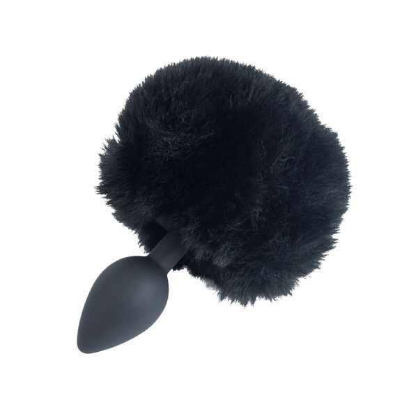 Анальна пробка з хвостом Punishment - Bunny Tail Silicone Anal Plug - Black SX2235