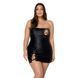 Мини-платье из экокожи Passion CELINE CHEMISE 4XL/5XL, black, шнуровка, трусики в комплекте SO7061 фото 1