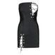 Мини-платье из экокожи Passion CELINE CHEMISE 4XL/5XL, black, шнуровка, трусики в комплекте SO7061 фото 3
