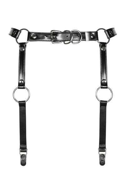Гартери Obsessive A741 garter belt black O/S, штучна шкіра SO7854