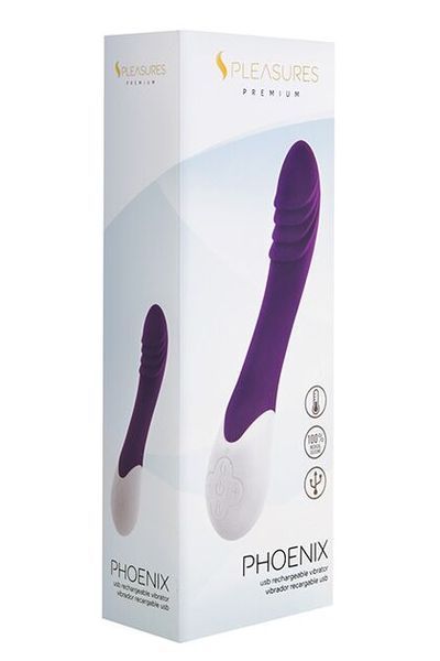 Вібратор S Pleasures Premium Phoenix, для точки G, фіолетовий, водостійкий, 16 видів вібрації, нагрів SX1615