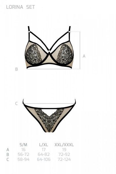Комплект Passion LORINA SET, S/M, beige, бюстгальтер та трусики SO9712
