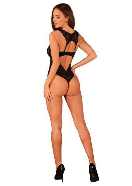 Кружевное боди Obsessive Donna Dream crotchless teddy XL/2XL Black, открытый доступ SO8635