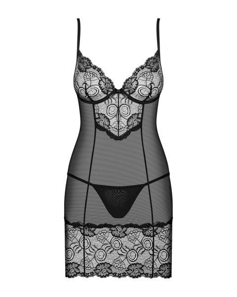 Сорочка Obsessive Alluria chemise & thong L/XL SX1123
