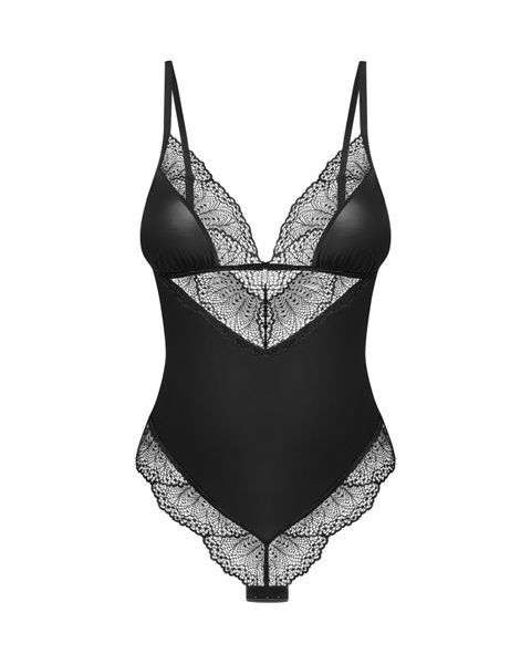 Тедди Obsessive Lobellis teddy, XS/S, черное, лиф с мягкой чашкой, открытая спина, низ-стринги SX1014