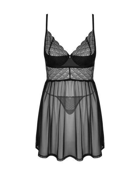 Эротический комплект Obsessive Chemeris babydoll & thong XL/2XL, пеньюар и стринги SO9760