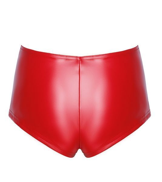 Красные кожаные шортики  Noir Handmade F356 Red powerwetlook shorts - M SX2123