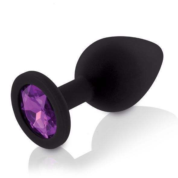 Набор силиконовых анальных пробок с кристаллом Rianne S: Booty Plug Set Black, диаметр 3,2см, 3,5см, 4,2см SO3889