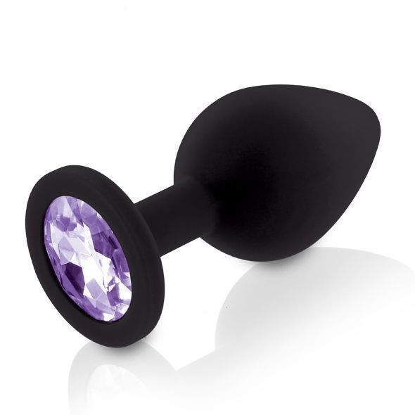 Набор силиконовых анальных пробок с кристаллом Rianne S: Booty Plug Set Black, диаметр 3,2см, 3,5см, 4,2см SO3889