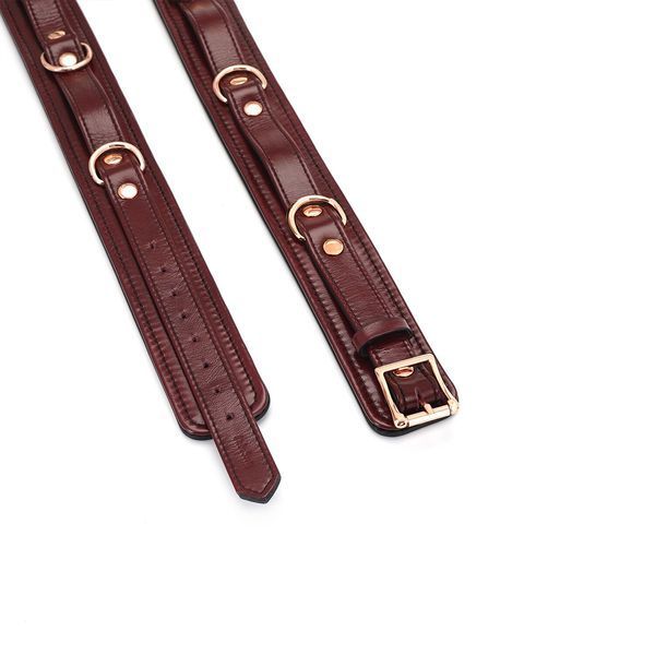 Фіксатори для стегон Liebe Seele Wine Red Thigh Cuffs L Size, натуральна шкіра SO9455