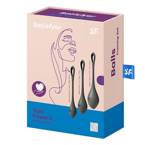 Набор йони бусин Satisfyer Yoni Power 2 Black, диаметр 2-2,5-3см, масса 22-44-73 г SO5550
