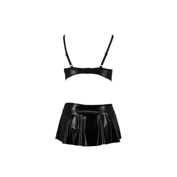 Комплект білизни під латекс Passion DEBY SET S/M, black, ліф, мініспідничка, стрінги PS25702