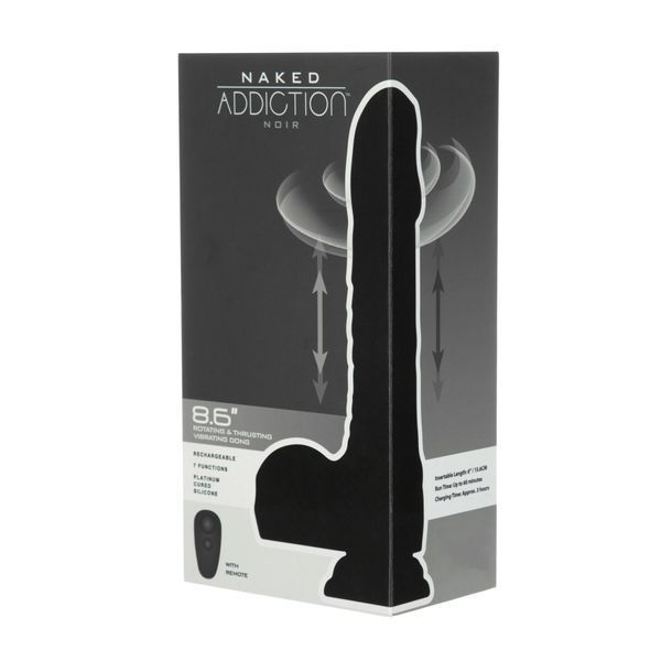Вібро-фалоімітатор з ротацією та пульсацією Naked Addiction 8.6&Prime; Noir, з пультом ДК SO8907