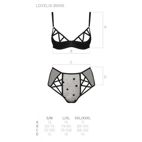 Еротичний комплект з малюнком Passion LOVELIA BIKINI L/XL, black SO4747