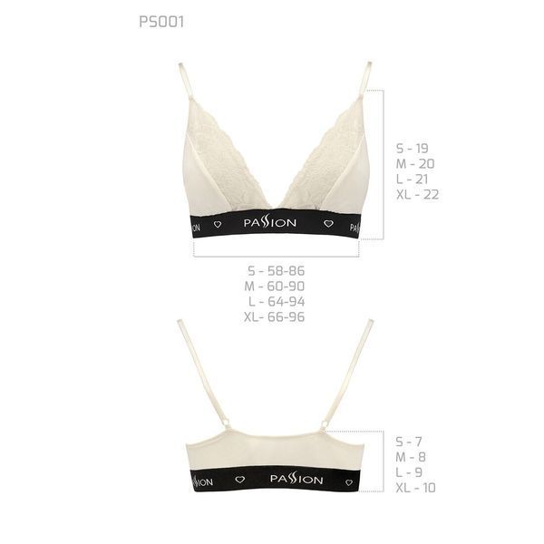 Эластичный топ с кружевом Passion PS001 TOP XL, ecru SO4182