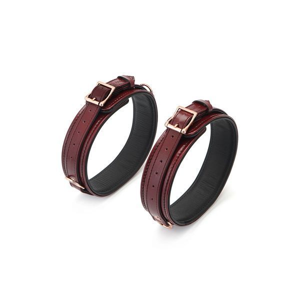 Фіксатори для стегон Liebe Seele Wine Red Thigh Cuffs L Size, натуральна шкіра SO9455