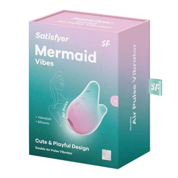 Вакуумний кліторальний стимулятор з вібрацією Satisfyer Mermaid Vibes Mint/Pink, 2 мотори SX1209