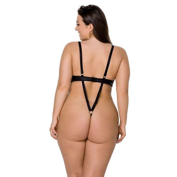 Боди из экокожи Passion CELINE BODY 4XL/5XL black, с доступом, открытый SO7059