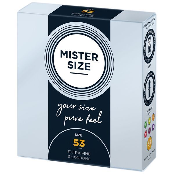 Розпродаж!!! Презервативи Mister Size - pure feel - 53 (3 шт) (термін 05.2026) SO8034-R