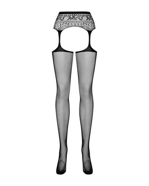 Сітчасті панчохи-стокінги з мереживним поясом Obsessive Garter stockings S307 XL/XXL, чорні SO7271