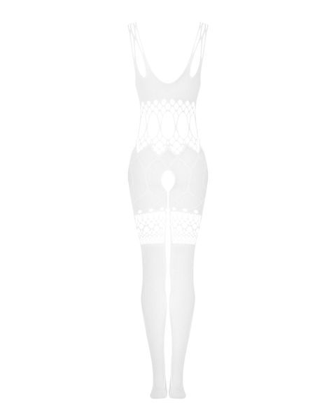 Сетчатый бодистокинг с имитацией топа и шорт Obsessive Bodystocking G330 S/M/L, white, с доступом SO7695