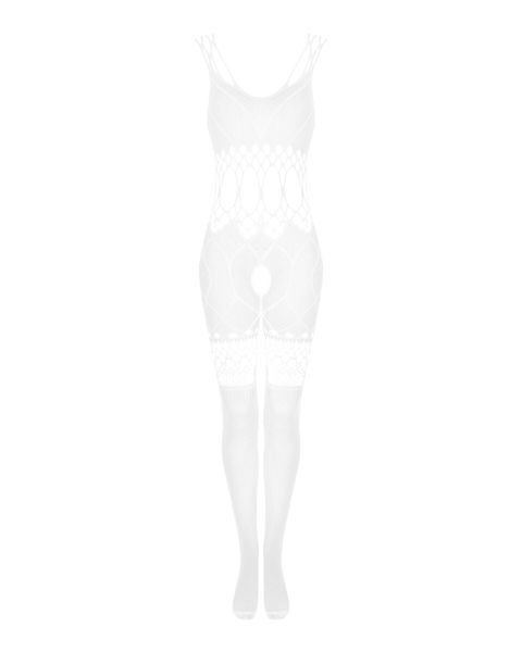 Сетчатый бодистокинг с имитацией топа и шорт Obsessive Bodystocking G330 S/M/L, white, с доступом SO7695