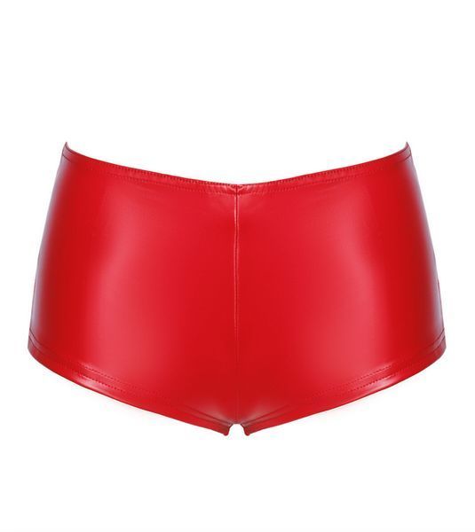 Красные кожаные шортики  Noir Handmade F356 Red powerwetlook shorts - L SX2122