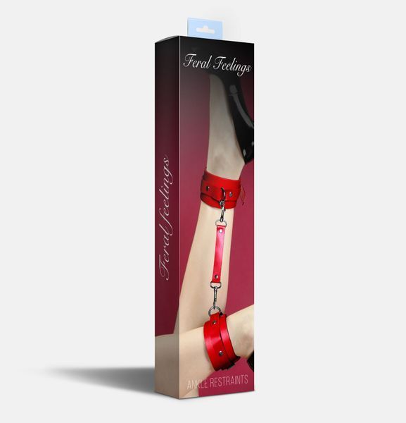 Поножи Feral Feelings &ndash; Ankle Restraints, натуральная кожа, red SO8258