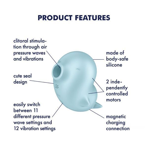 Вакуумний кліторальний стимулятор з вібрацією Satisfyer Sassy Seal, 2 незалежні мотори SX1210