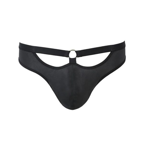 Мужские слипы с вырезами Passion 041 SLIP JOE S/M Black, экокожа, открытые ягодицы SO7595