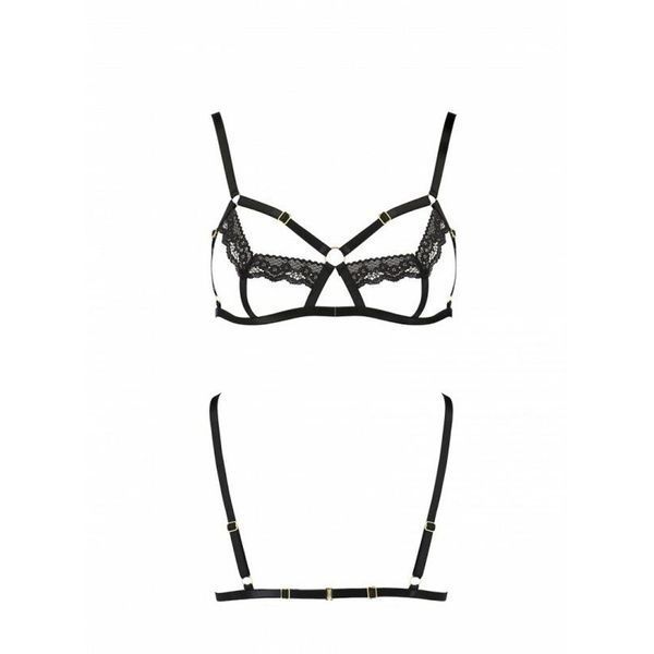 Бюстгальтер-стрепы с кружевом Passion Exclusive SOLON BRA XXL/XXXL, black, трусики в комплекте SO6412