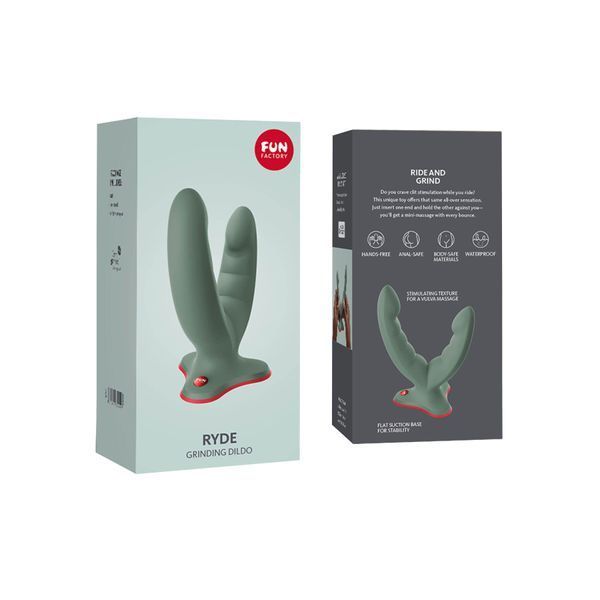 Подвійний фалоімітатор Fun Factory RYDE wild olive, гнучкі стовбури, присоска SX0975