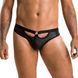 Мужские слипы с вырезами Passion 041 SLIP JOE S/M Black, экокожа, открытые ягодицы SO7595 фото 1
