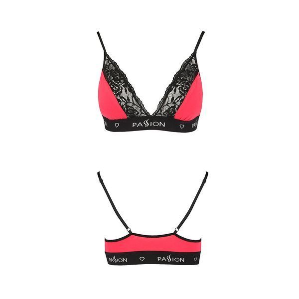 Эластичный топ с кружевом Passion PS001 TOP M, red-black SO4184