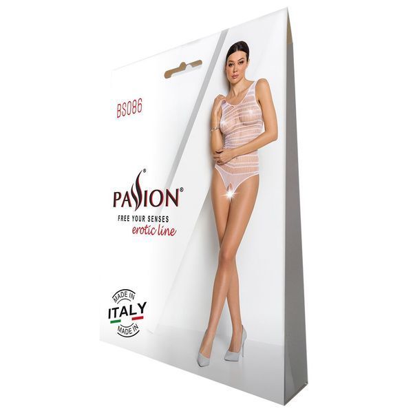 Бодістокінг з доступом Passion BS086 black, вертикальна сітка, виріз на спинці SO6376