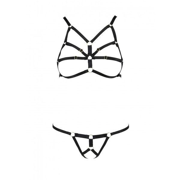 Комплект білизни зі стреп Passion Exclusive ARMANDA SET S/M, black SO5963