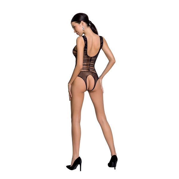 Бодістокінг з доступом Passion BS086 black, вертикальна сітка, виріз на спинці SO6376