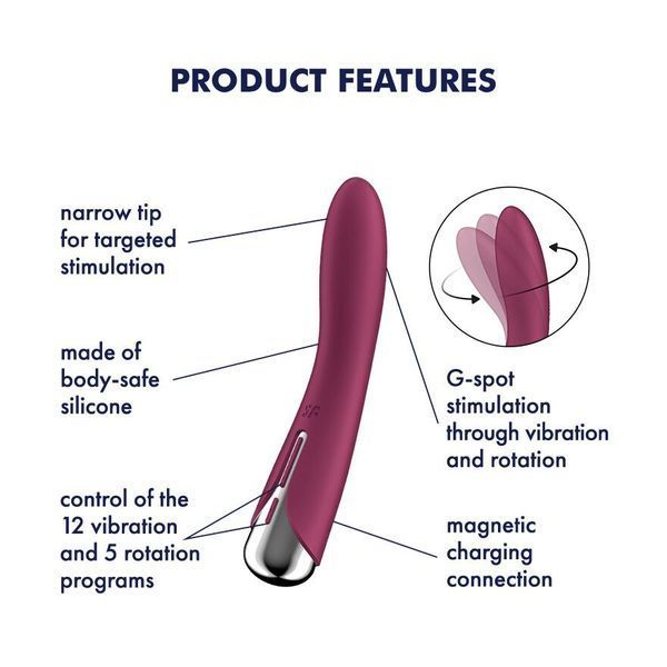 Вибратор точки G с вращением Satisfyer Spinning Vibe 1 Red, 2 мотора SX0558