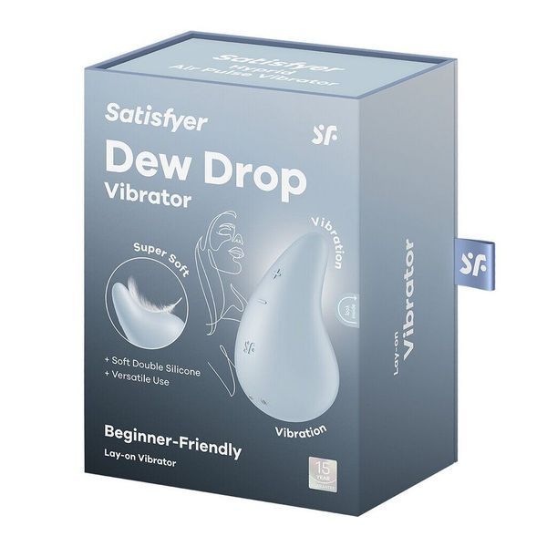 Вібратор для зовнішньої стимуляції Satisfyer Dew Drop Blue, 2 мотори, 12 режимів, м&rsquo;який корпус SX1211
