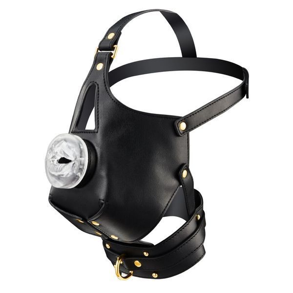 Маска-сбруя для орального секса с поводком LOCKINK SEVANDA Blowjob Head Muzzle with Leash SX0912