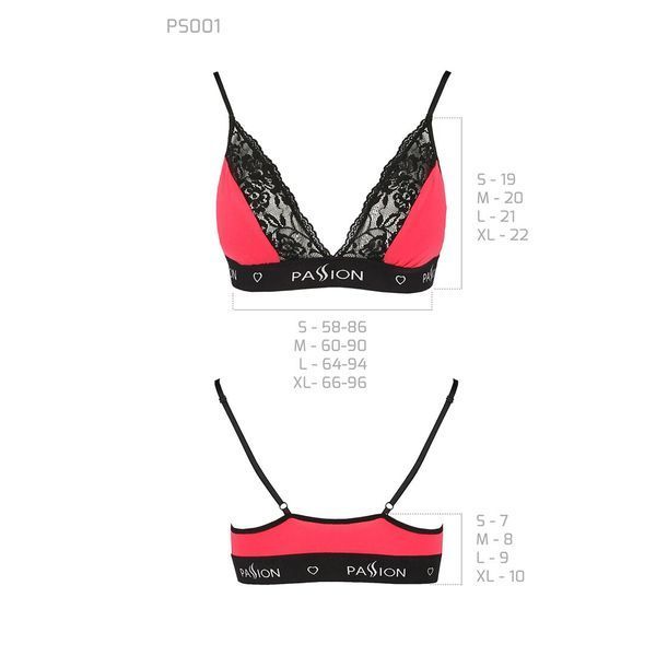 Эластичный топ с кружевом Passion PS001 TOP M, red-black SO4184