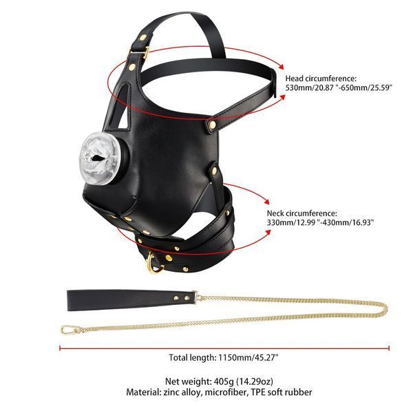 Маска-сбруя для орального секса с поводком LOCKINK SEVANDA Blowjob Head Muzzle with Leash SX0912