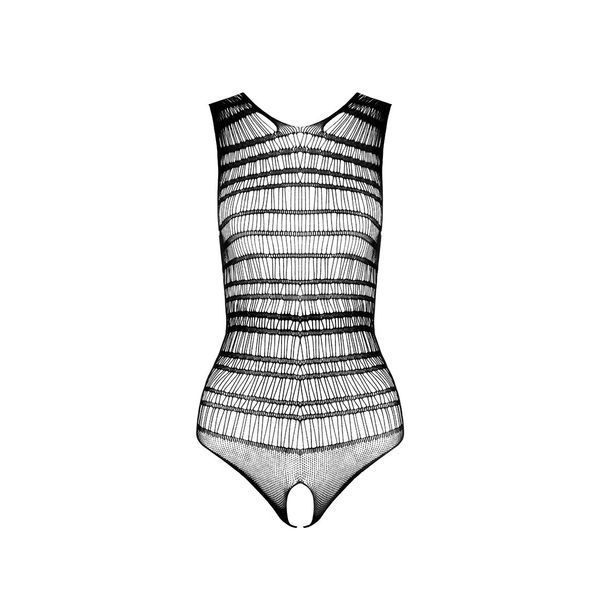 Бодістокінг з доступом Passion BS086 black, вертикальна сітка, виріз на спинці SO6376