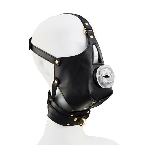 Маска-сбруя для орального секса с поводком LOCKINK SEVANDA Blowjob Head Muzzle with Leash SX0912