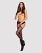 Сетчатые чулки-стокинги со стрелкой Obsessive Garter stockings S314 S/M/L, черные, имитация гартеров SO7272 фото 3