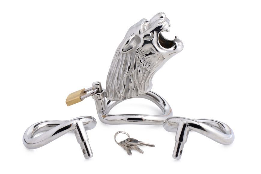 Клітка для пеніса Master Series: Tiger King Cock Cage With Lock, три кільця, замок, три ключі SO8795