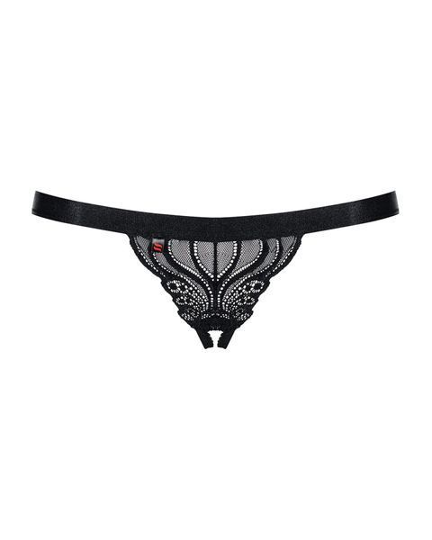 Кружевные танга с доступом Obsessive 828-THC-1 crotchless thong S/M, черные SO7173