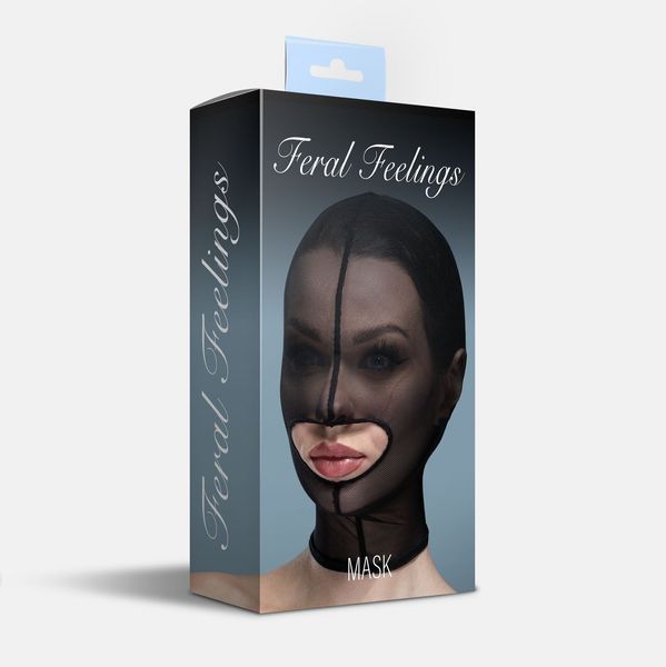 Маска сетка с открытым ртом Feral Feelings - Hood Mask Black SO9290